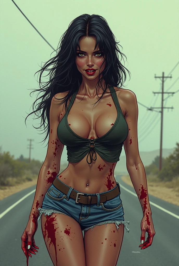 （Giant Elements、High resolution、High resolution、high quality、Accurate body structure、Detailed body）、(Horny devil woman stomps on car:1.6)
