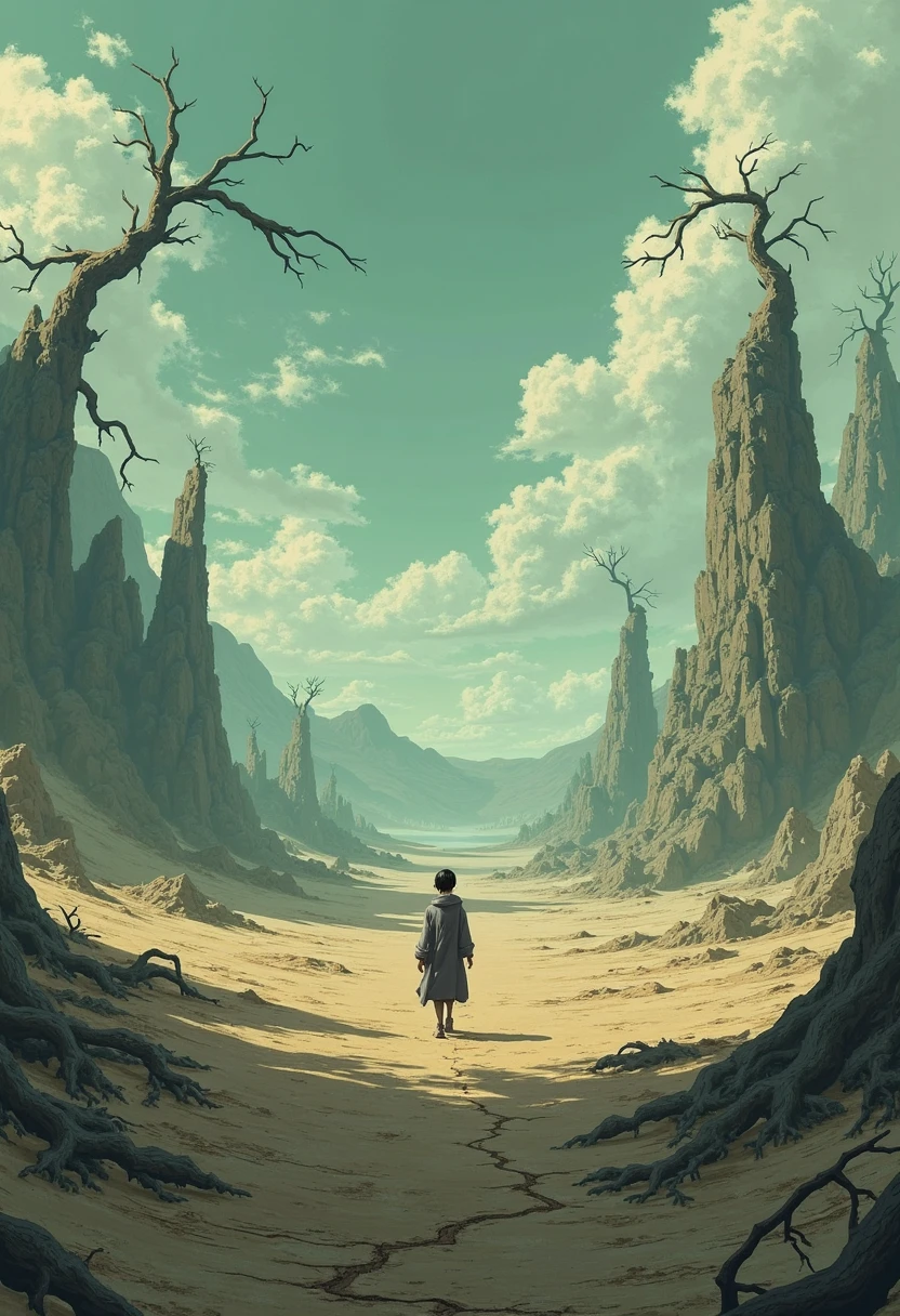 The Earth is desolate, nothing, Ghibli-style Colors, highres, super detail