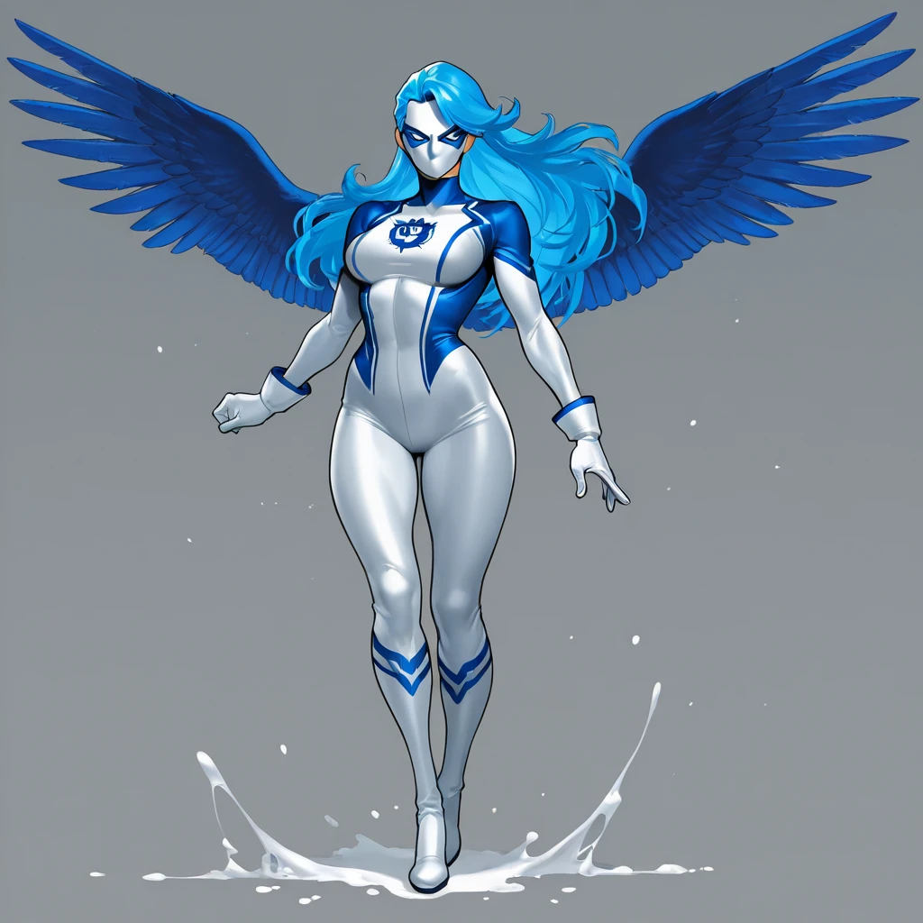 8k ((full body view:1.4)) (large eyes:1.3), defined cheekbones, 1woman, ((the pit style:1.4))((woman has no face, ((sleek chrome bodysuit:1.6)) (detailed face:1.5), lightblue skin,(puffy lips:1.5) (lightblue skin:1.6), (bald woman:1.7), (skinhead) ((stands confident)),(Muscular:1.3), ((gigantic breasts:1.5)) ((side view:0.6)), )highly detailed, majestic, digital photography, art by artgerm and ruan jia and greg rutkowski, ((metal wings on back)), (masterpiece, sidelighting, intricate details, black and blue color palette