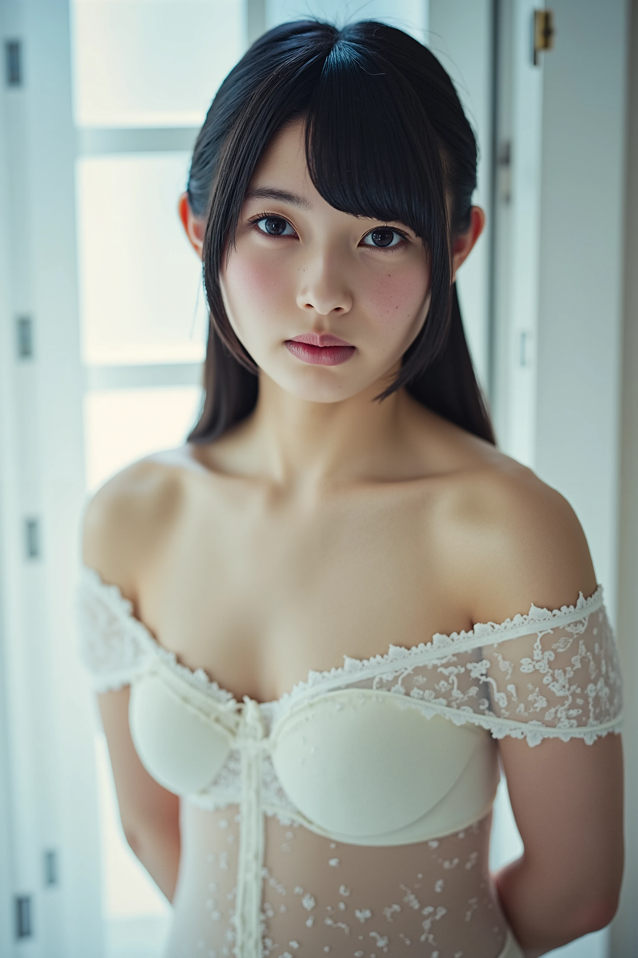 　Sparkling　beautiful face　underwear　white