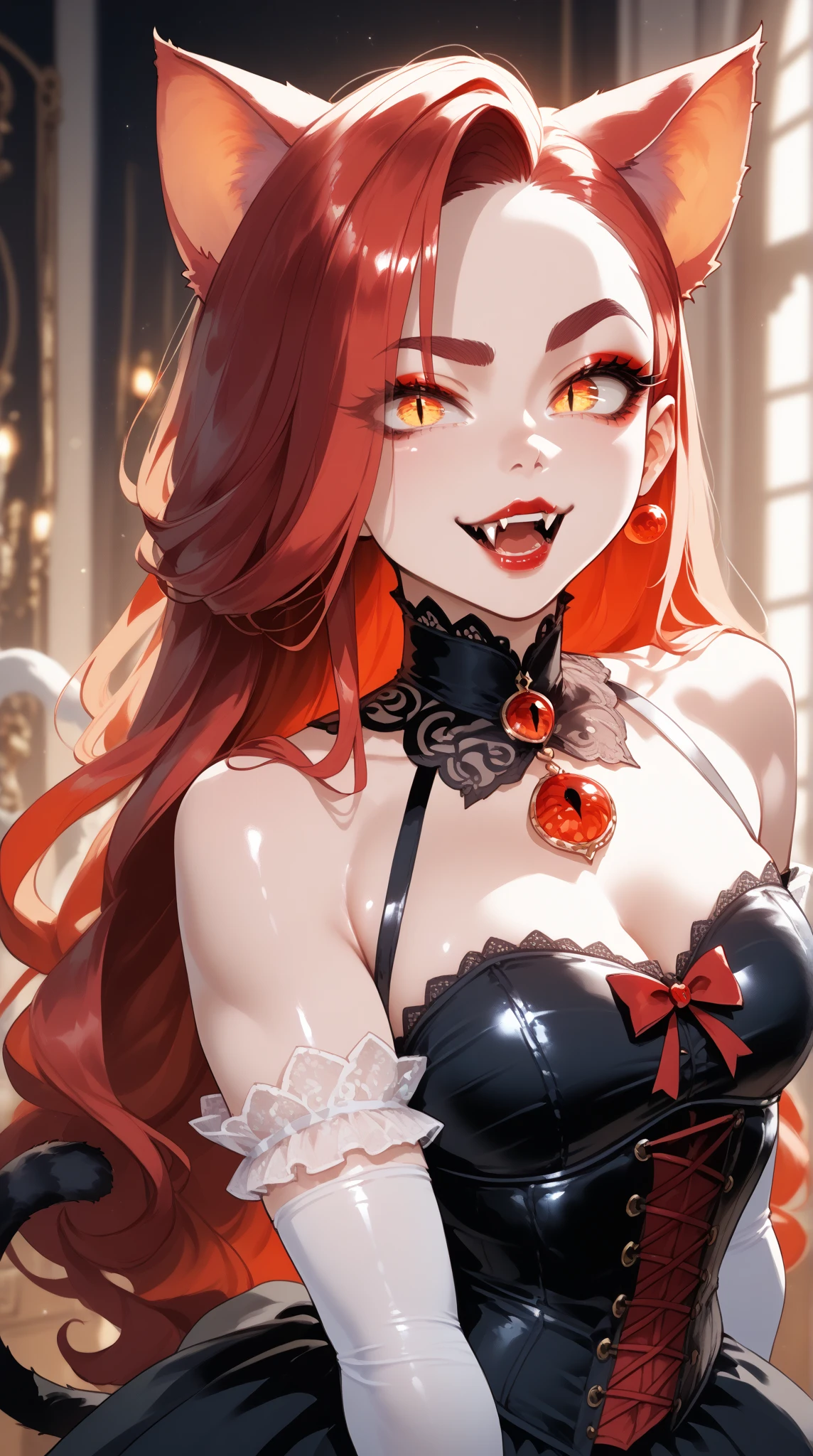 (A high resolution,tmasterpiece:1.2),full bodyesbian,slender boy:0.6 Sex in bed with the devil mistress,femdom:1.6,((assertive female,The girl above)).(电影灯光)