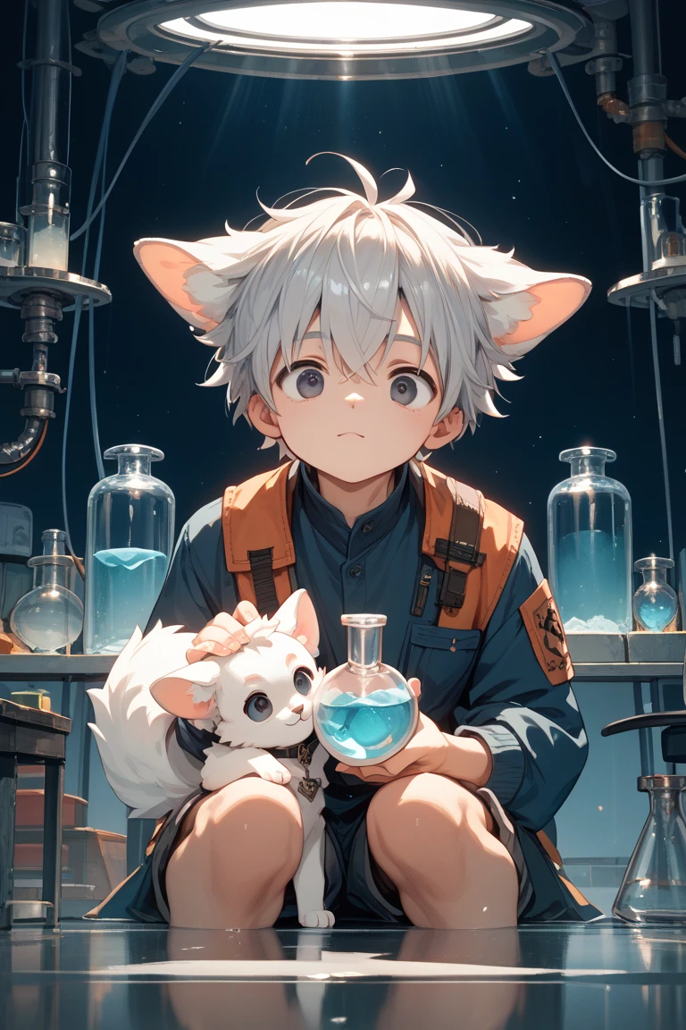 Little male cat,boy,There is a tail,cute,Thin,struggle,Everlasting,Blue and white hair,Colored pupils,Magician,White slime,illumination,charming,boys ,White feet,Wear Tight Fit Clothes,plastic,Full body portrait,smooth,Full body tight fit,Thin,浅White gel coat,Full body gel coat,outdoor,Naked,Small pants,Tight Fit,No shirt,White clothes,smooth,White socks,smooth,White Hair,White gel coat,White rubber socks,White rubber sleeve,Showing skin,White skin,White hair