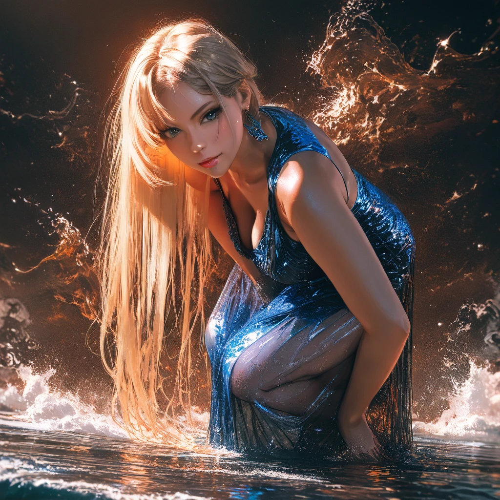 (best quality,4k,8k,highres,masterpiece:1.2),ultra-detailed, 1woman, Greek goddess Aphrodite, Blond hair, skimpy powder blue gown, seethru, on the sea shore, beautiful, alluring, in a seductive pose, looking at viewer, seductive eyes, drawn in the style of Yoshitaka Amano, HDR, 8k, absurdres, cinestill 800, sharp focus, add_detail:2, (solo, woman) ((Masterpiece, best quality)) (Photo Realistic)
