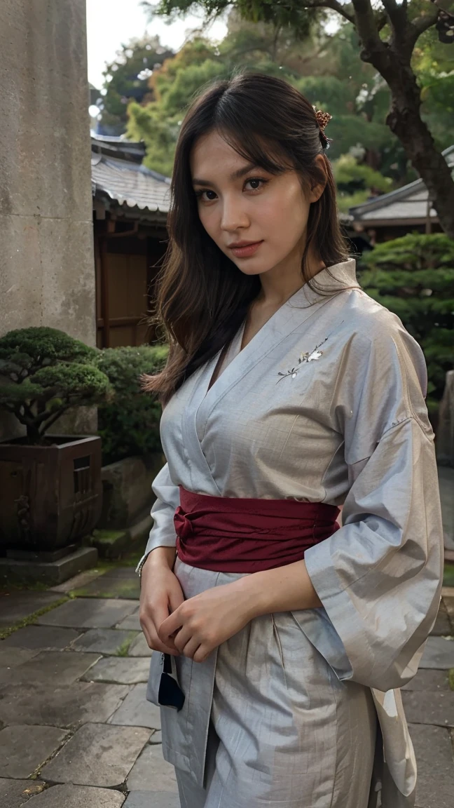 masterpiece, Highest quality，16K, Ultra-high resolution，The light and shadow of reality，((Enjoying a summer night festival wearing a long-sleeved black yukata with red floral pattern)),((The whole body is shown)),((Very skinny)),((Very slim and long beautiful thighs)),((Very slim and long beautiful calves)),((High nose、Small Mouth)),((Clean and slim face line)),((Big dark eyes with long eyelashes)),((Very small face))((Very slim and beautiful arms)),((She is very slim and has a great figure)),((Pure white beautiful skin)),((Cute Japanese Girls)),(Beautiful Eyes:1.1)，Reflecting clear eyes and a gentle smile,