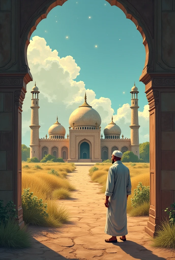 Sure! Here's the English translation of the story, divided into 10 prompts:


---

Prompt 1:
A kind-hearted man set out on a long journey. Along the way, he became extremely hungry and thirsty.

Prompt 2:
He reached a village and asked the people for food, but everyone refused to help.

Prompt 3:
Disheartened, he went to a deserted mosque in the village to rest.

Prompt 4:
Inside the mosque was an old caretaker who noticed the stranger and asked about his condition.

Prompt 5:
The caretaker shared his simple food with the stranger.

Prompt 6:
The stranger thanked him and requested permission to spend the night in the mosque.

Prompt 7:
In the morning, as the stranger left, he prayed to Allah: “O Allah, shower Your mercy on this caretaker who helped me.”

Prompt 8:
A few days later, the caretaker saw a dream in which he was blessed with the vision of the Prophet Muhammad ﷺ.

Prompt 9:
In the dream, it was revealed that the stranger was a friend of Allah, and the caretaker’s kindness had been accepted by Allah.

Prompt 10:
After that, the caretaker became respected in the village, and people began to seek religious guidance from him. A good deed never goes unrewarded.


---

Let me know if you want this in story format too, or need it turned into a video or social media post.

