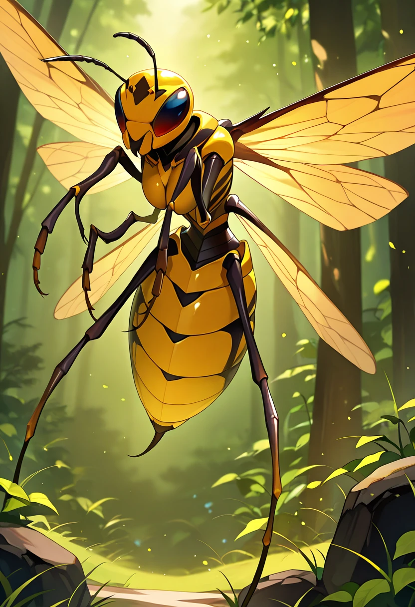 in the forest、Flying hornet、 Moving its wings at high speed