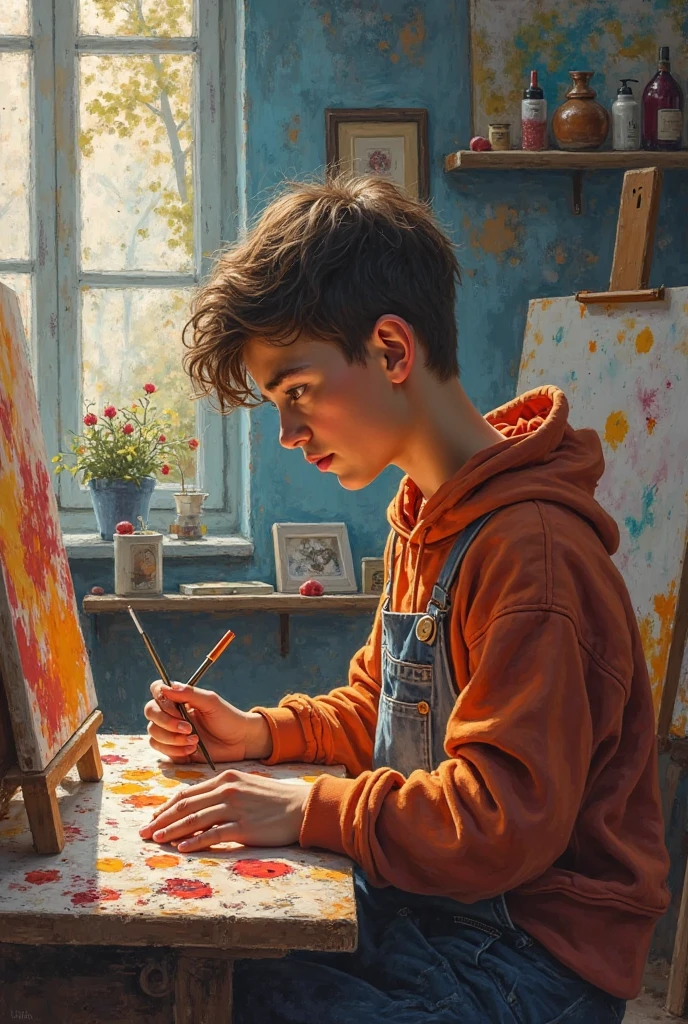 An oil painting that a ager made 