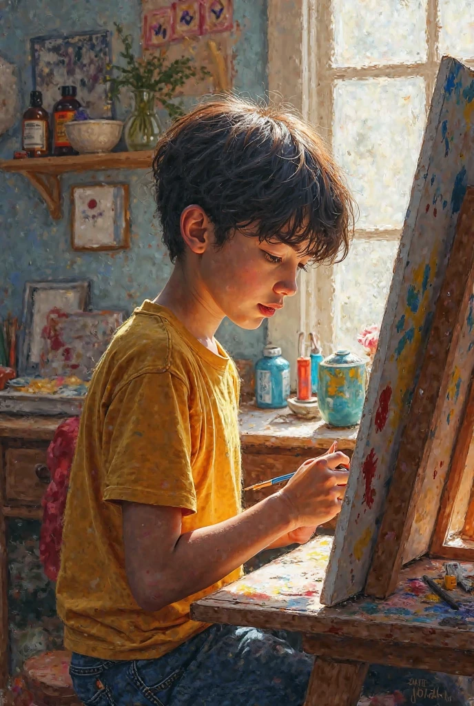 An oil painting that a ager made 