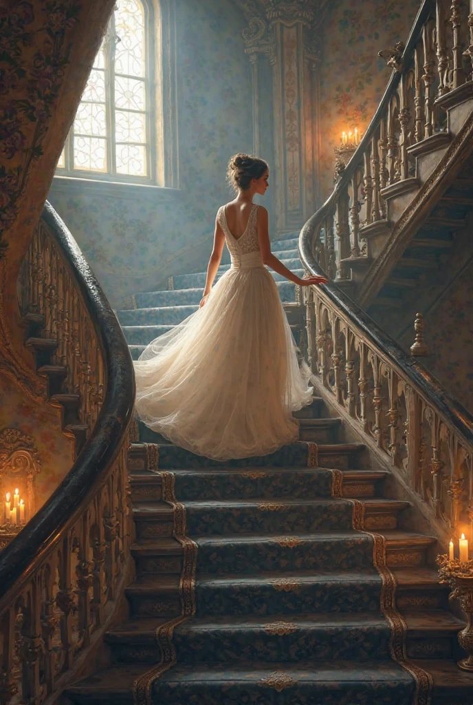 Cinderella goes up the stairs

