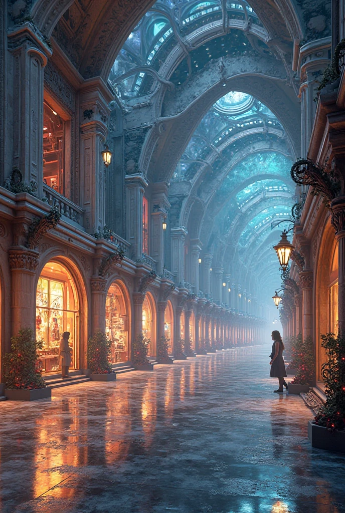 In front of us is a long winding corridor, stores like planets lined up on both sides, each place emits a different light and style:
✨ VENUS STORE: sparkling metallic, pink yellow, luxurious and enchanting.
🔥 MARS: bright red light, hazy smoke, powerful warrior style.
🌀 JUPITER: mirrors and swirling effects, represents power & prosperity.
💍 SATURN: luminous spinning circles slow, minimalist yet surreal style.
💫 URANUS: cold blue tone, that feels creative and “ahead of the times”.
🌊 NEPTUNE: blue-violet light like the deep sea, dreamy.
❄️ PLUTO: frost,  calm , evokes a sense of mystery and distance.