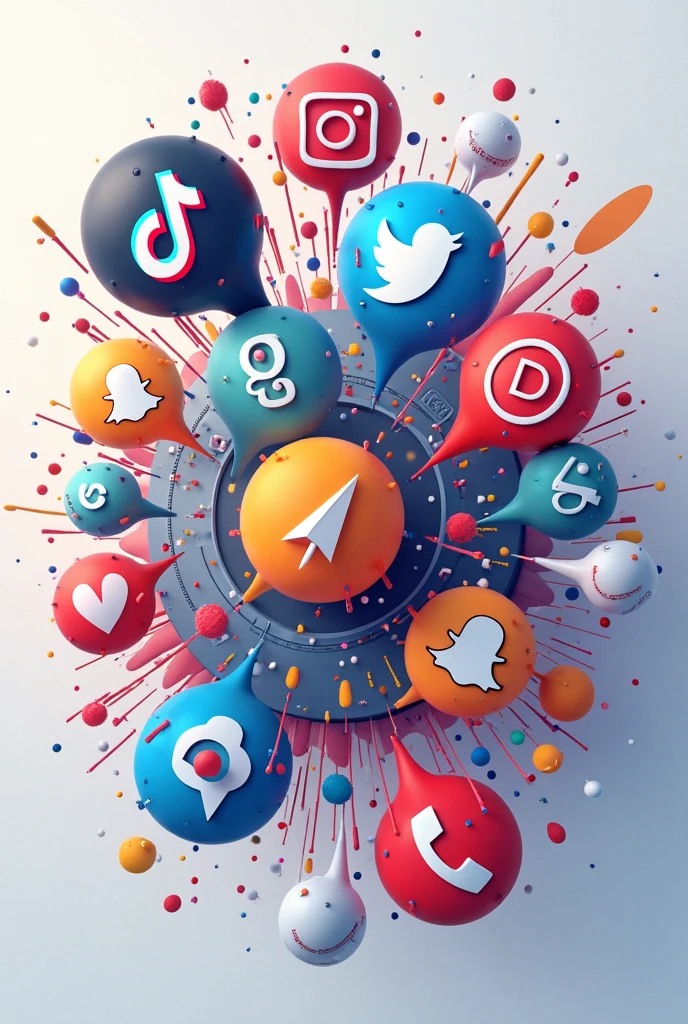 A creative digital marketing concept image, like a target with social media icons.