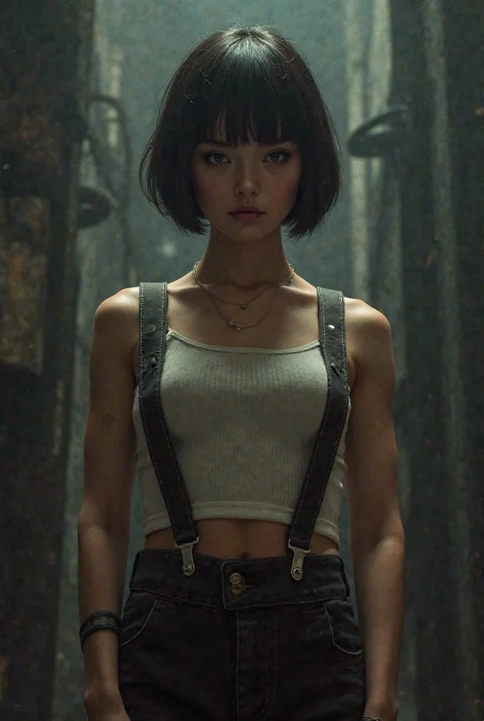 Short-haired woman wearing short braces