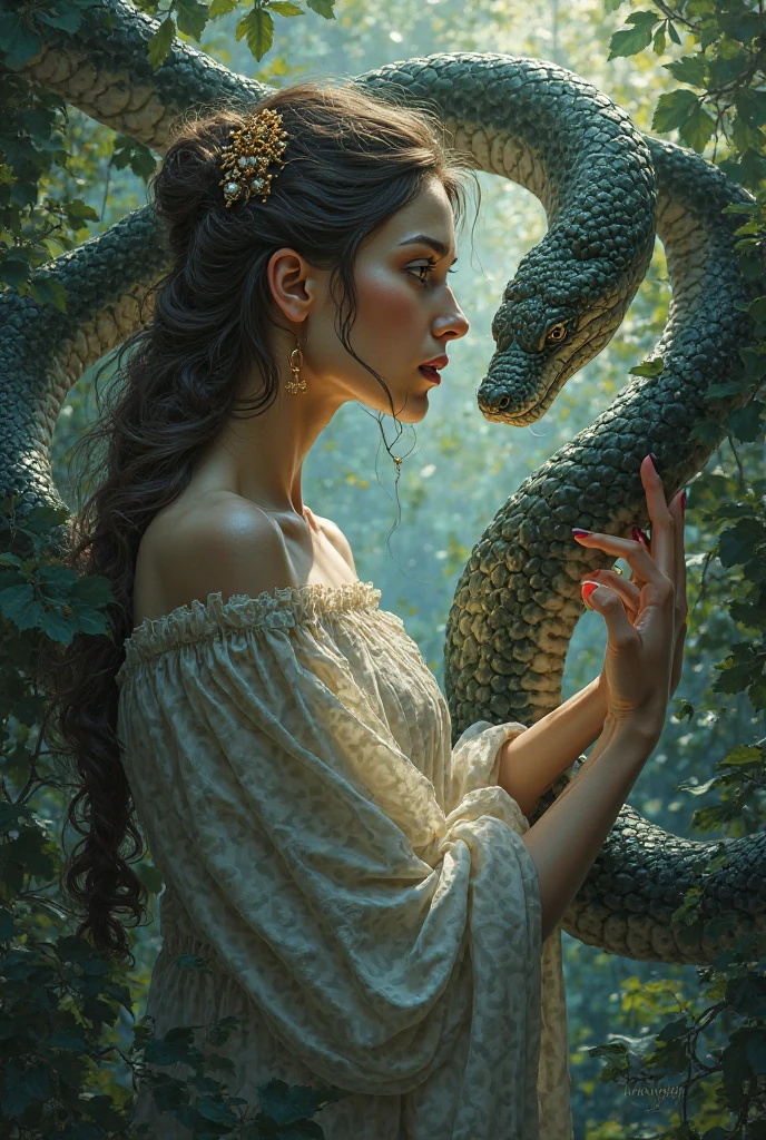 Woman and snake compresses 