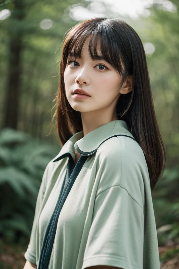 Person in the middle of nature with a serious posture and a motivated look
