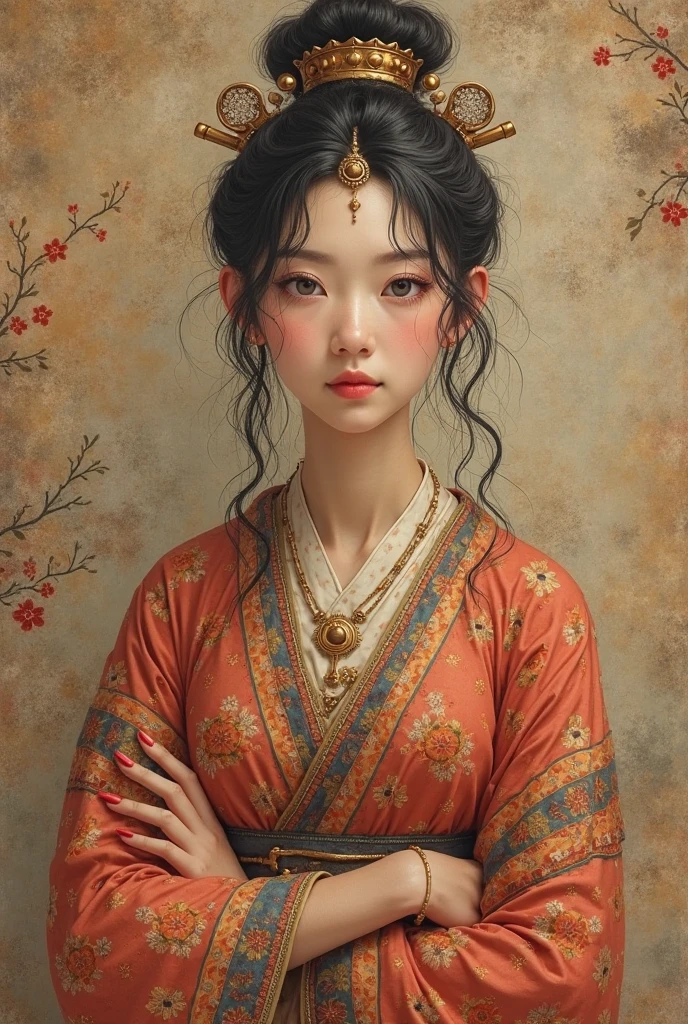  middle-aged female ，is about an Asian  along with the following ancient inventions：

cave paintings

pottery

Pottery wheel（pottery tools）

Paper straw paper（ancient writing materials）

metalworking

textiles

Tempera（tempera paint painting）