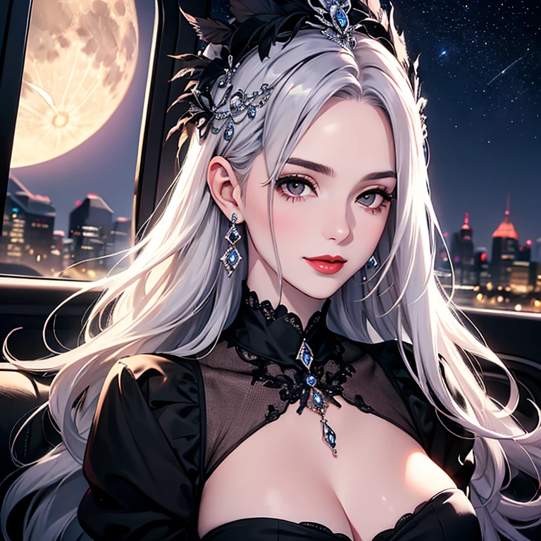 (High resolution)),((Game CG)),(masterpiece),(highest quality), (Very detailed),shape,((Very delicate and beautiful)), Dark horror, Very embarrassed look,Looking at the audience,(((18-year-old female)),((whole body)),Detailed face and eyes,Jewel-like eyes,(Date Hyogotaka),,,(Super huge breasts,Long and slightly saggy breasts,) Silver hair and black eyes, dark atmosphere, starry sky, a slightly distant angle, wearing a sari
