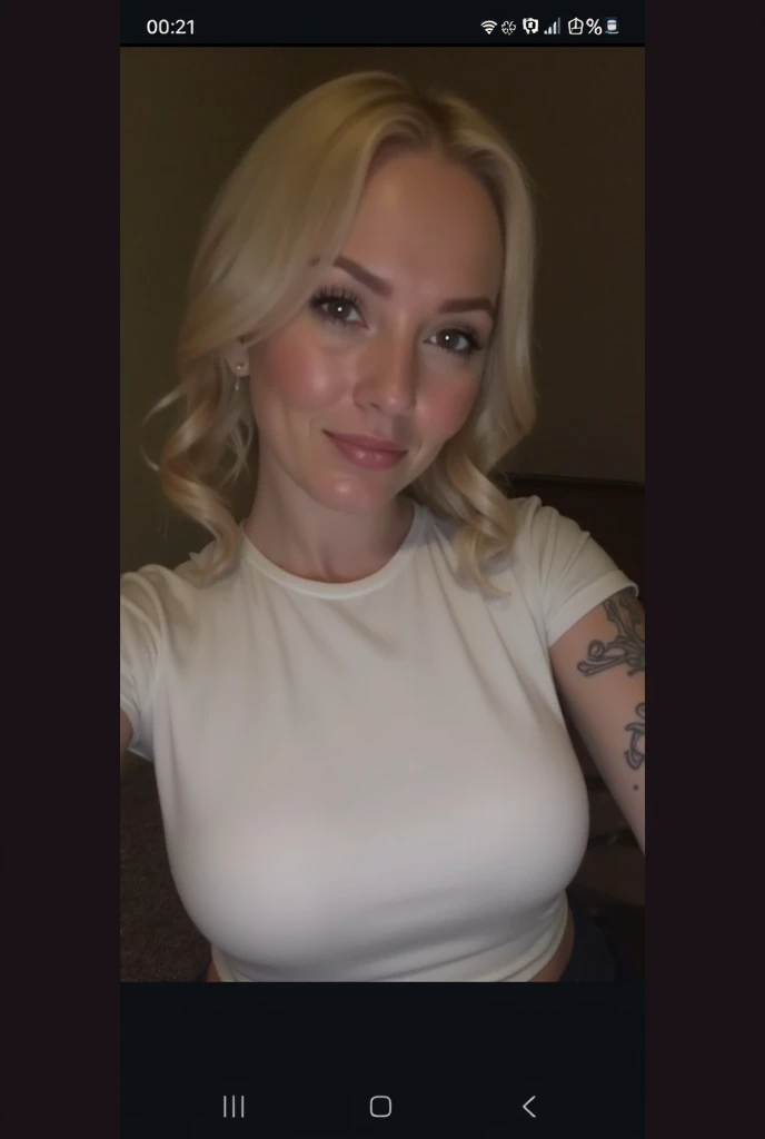 nsfw, , a modern 20s something blonde secretary laughing at her desk,caught changing clothes
