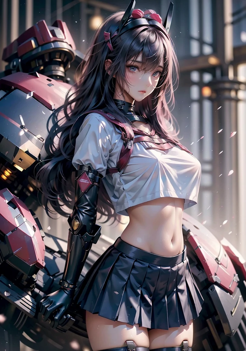 Anime illustration、Giantess、Hall々Stand with、Hands on hips、business suit、Black Hair、Long Hair、Low - Angle、Destroyed small town、Destroyed Tokyo、City in Ruins、Smoke is rising、The fugitive々、A devastating landscape、Spectacular atmosphere