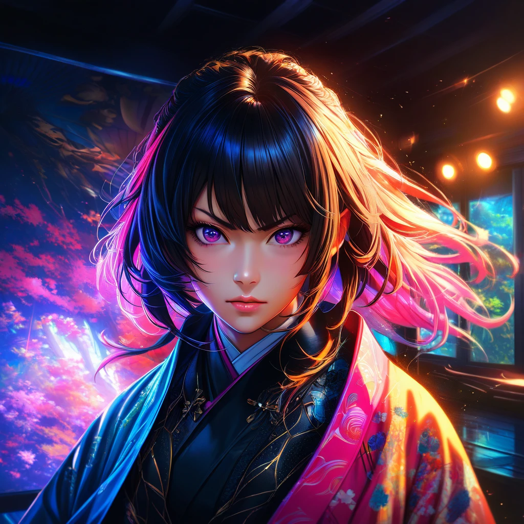 dEMON sLAYER :Tanjiro's Haori Hood Umbrella,detailed portrait,exquisite  features,intense expression,determined posture,intricate detailed haori design,traditional Japanese umbrella,lush forest background,warm lighting,cinematic atmosphere,vibrant colors,digital painting,masterpiece,8K,hyper-detailed,photorealistic,HDR,studio lighting,physically-based rendering,vivid colors,dramatic lighting