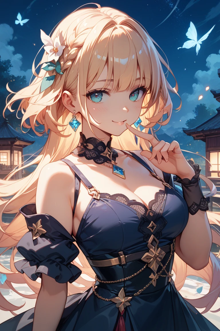 (masterpiece)、(highest quality)、((Super detailed))、(super delicate)、naughty chinese princess、Pastel colors hair、beautiful breasts、gorgeous castle、Fantastic starry sky、Rainbow Ring