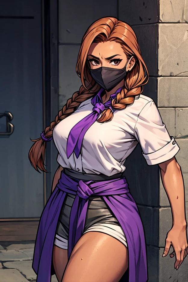 Highest quality, masterpiece, high resolution, 8k, cinematic lighting, sharp resolution, medium shot, 1 woman with chin length hair, short hair, dark bob cut, thick hair, center part, underc, stacked bob, voluminous hair, luxurious hair, in her 30s, purple blouse, knee length, skirt, dark stockings, and calf boots, baggy blouse, wrinkled clothing, detailed face, looking at viewer, focus on face, photo realistic, character, video game cut scene, smooth, anime, detailed face, perfect skin, beautiful, Insanely detailed, close up, taped mouth, ((tape gag): 1.4), gag, ((gagged)), (((arms bound behind back))), elbows taped, wrists taped, desperate struggle, thrashing, arched back, in vehicle, in car seat, being taken away, driven away, abducted, frightened, pleading eyes, desperate escape attemp