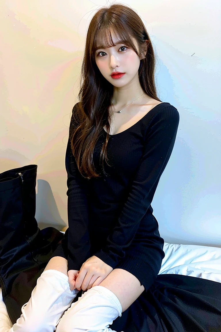 ((Best picture quality, 8K, tmasterpiece:1.3)), 1girll, Casual hairstyle, (shift dresses:1.3),(wet see through clothes:1.4),Ultra-fine face, A detailed eye, 二重まぶた,(long leges:1.4),(athletic sneakers:1.3)Erlang legs,Sit sideways on the sofa
