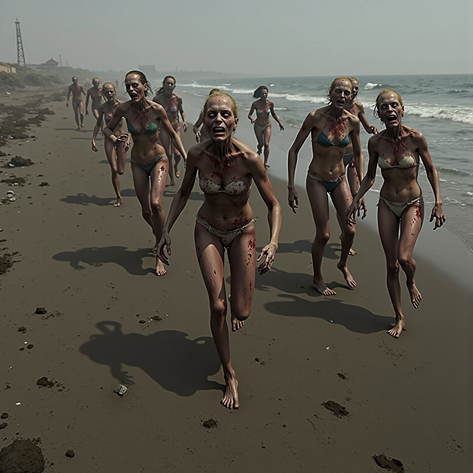 ultra-real stunning ultra-beautiful intricate pieces of human flesh and emerging from within them other pieces with heads full of shit, ultra-insane, bizarre and absurd devices glued to the bodies, bodies distorted and fused together, show entire bodies, sunny apartment background, super detailed, ultra-realistic, studio quality, 48k/HD, high contrast, hyper-realistic shadows, octane rendering, sharp focus