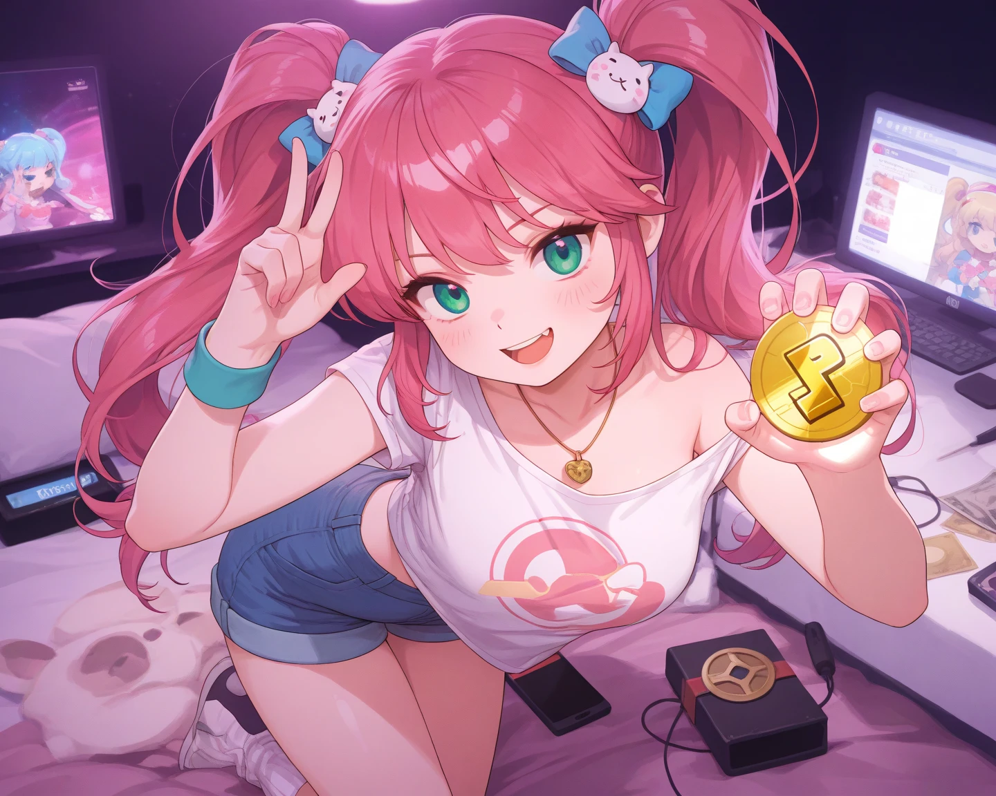 A girl anime youtuber, Nickname Camy, Bitcoin, maplestory universe, gamer girl, pretty, perfect , cute