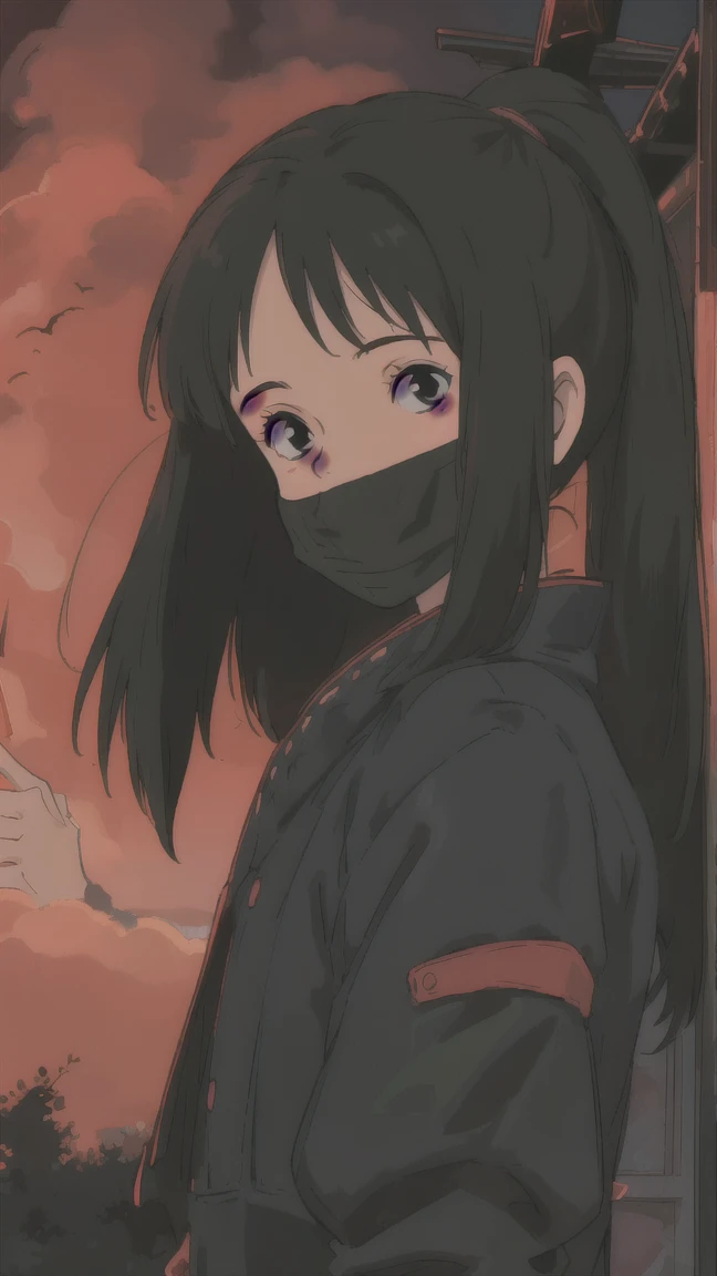 <lora:Nezuv1:0.6>, 1girl, bit gag, black hair, building, city, city lights, cityscape, crosswalk, gag, gagged, hair ribbon, jacket, kamado nezuko, long hair, looking at viewer, mouth hold, multicolored hair, night, pink eyes, pink ribbon, ribbon, skyscraper, solo, space, standing, star \(sky\)