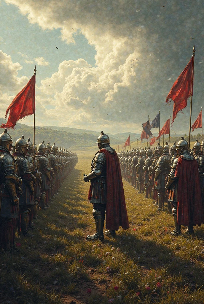 Battle of Crécy cinematic effect in left is King Edward and his Army in right side is King Philip IV with his army