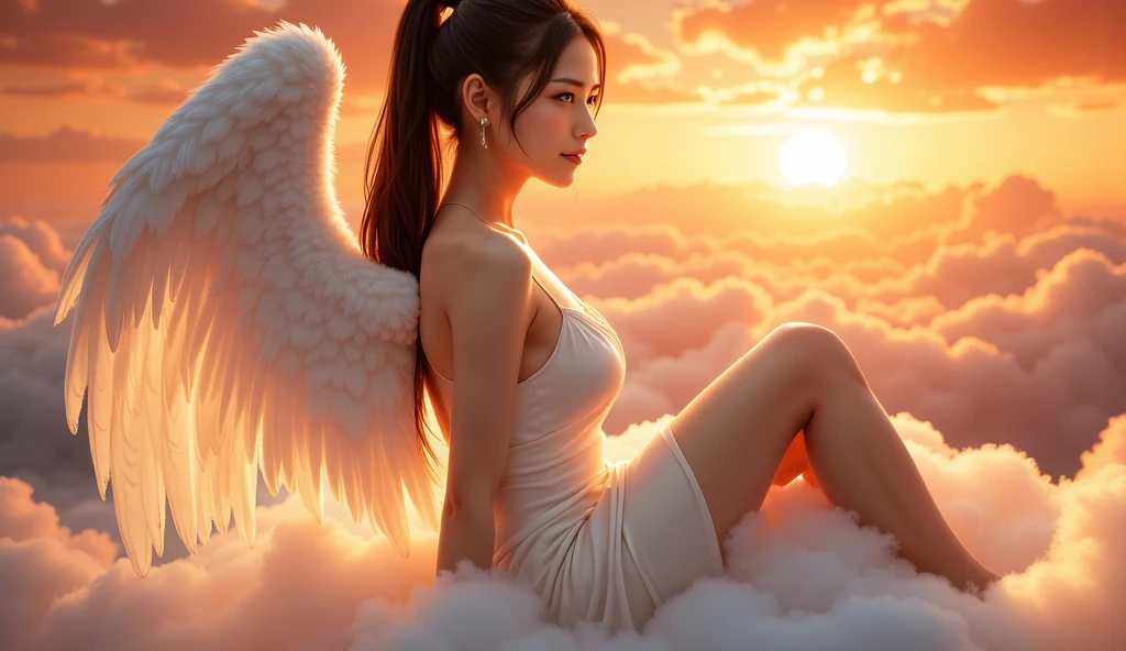 Angel mirando el amanecer