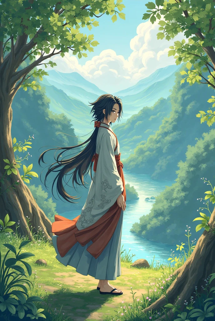 make a super cool kazuha wallpaper from genshin and make it ghibli