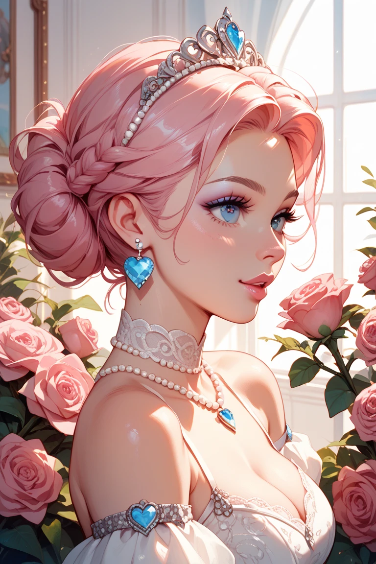 Aphrodite, pink roses, pearl
