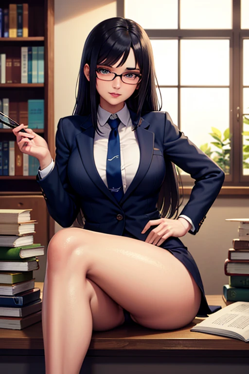 arafed asian woman sitting on a desk in a classroom, with glasses, full subject in shot, korean girl, nerdy, japanese goddess, japanese model, with glasses on, a hyperrealistic schoolgirl, hyperrealistic schoolgirl, in a classroom, beautiful asian girl, asian girl, thick glasses, sakimichan, cute schoolgirl, russian and japanese mix