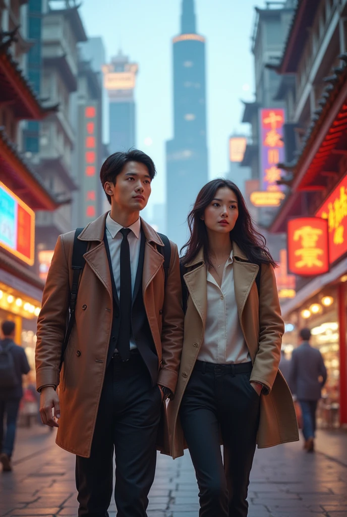 A modern Chinese couple in the modern china