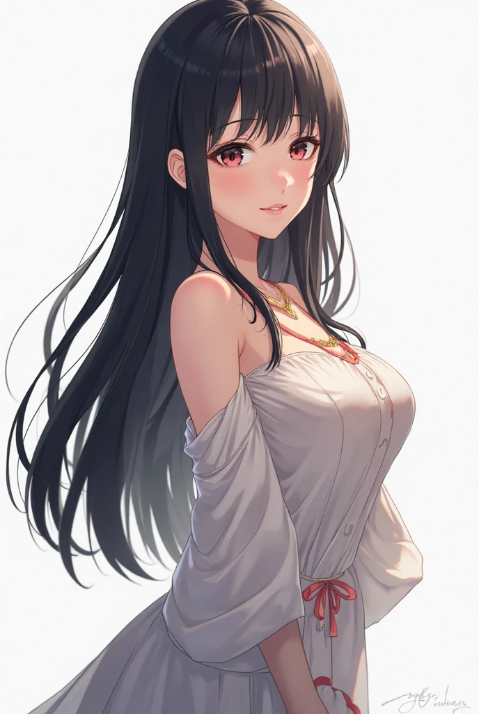 1 lady, Beautiful asian lady, Long straight hair, beautiful face, detailed face, delicate eyes, detailed pupil, beautiful and delicate lips, white camisole long skirt, Simple and stylish, hand drawn animation, high detailed, outdoor, blush, shy, heart, in love, symmetrical clothes, best quality, masterpiece, retina