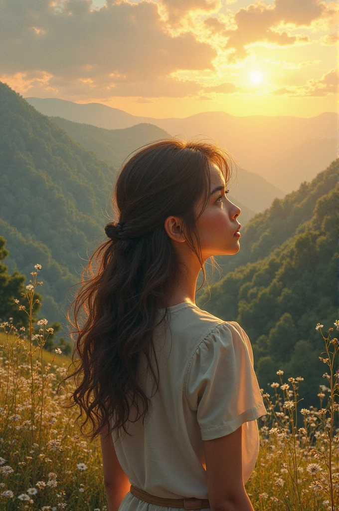 a girl looking at the scenic view