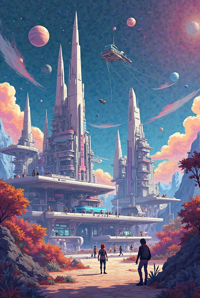 Space environment city military bases cintefic base cartoon stylized hyper casual games 