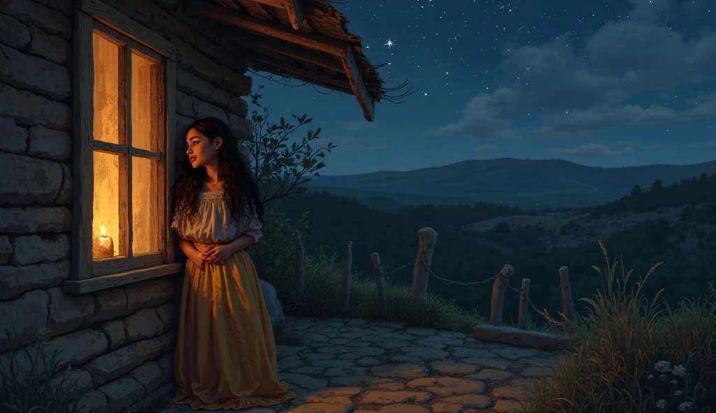 20-year-old woman from a town in Oaxaca trying to sleep in a cabin at night