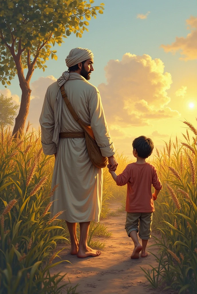 Rahmat Ali lived with his wife Sakina and three ren in a small raw house on the edge of the village. Mercy was a simple and hardworking peasant, whose every day of life would begin before sunrise and end in the twilight of the evening.

Early in the morning when the village was just drowning in dreams, Rahmat Ali would turn to his fields. The earth was not just a piece of clay for her but like a mother, who nurtured her and her ren. He would sow the land with his tillers and oxen, sow seeds, and tend the crop. Be it the harsh sun or the rain, Mercy never gave up.

His wife Sakina would also help with him in the fields. When she was not in the fields, she would be busy with household chores. Corn bread recipes on the stove, baby careMake me all the pictures of this story with details., and cleaning the house. Mercy's three ren, Ali, Sarah, and Hassan, would learn by watching their parents work. Ali would often point his father's hand in the fields, while Sarah and Hassan would help the mother with the small chores of the house.

Rahmat Ali's greatest joy was when he sat down with his ren to eat in the evening. Simple food, which often consisted of lentil, vegetable and corn breads, would have been full of the taste of love. After eating he would tell his ren stories, sometimes of old-time kings, then of his labors and experiments.

As the seasons change, so do the odds of mercy. Sometimes the harvest decreased, sometimes the rain caused damage, but he did not give up. The greatest wealth for him was the smile of his ren and the greatest dream was to make them a good person by reading and writing.

Rahmat Ali's life was the life of an ordinary rural farmer, but his hard work, patience, and sincerity made it special. Her story teaches us that with hard work and determination, any test of life can be overcome.



The story reflects the hard work and dedication of a rural farmer, who loves his land and fights for a better future for his family. Let me know if you want any changes or more details!