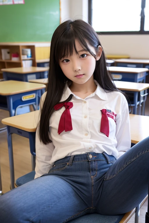 Indonesian face girl, elementary school girl using
