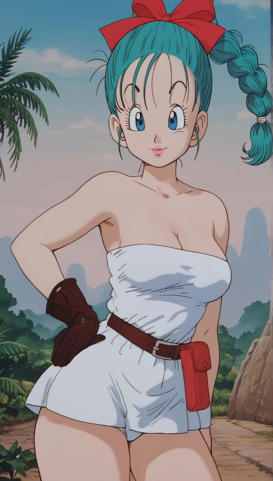 Bulma without her dress showing her tits