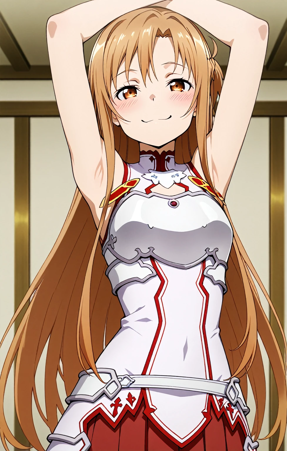 {asuna yuuki(sword art online)}, 1girl, masterpiece、top-quality、{NSFW}, {fullnude}、{toppless}、{pink nipples}、{Naked Dance}、Metamorphosis、A slender、Lewd、Lower grade、vagina,