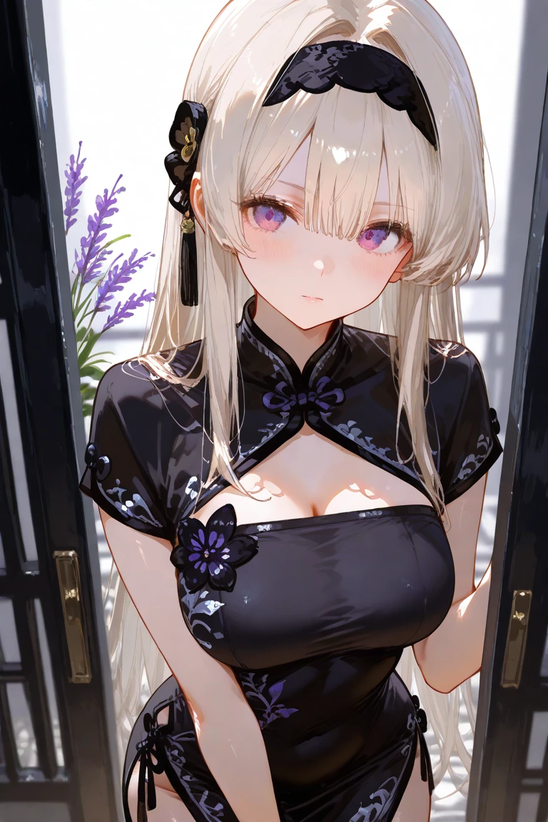 best quality, ((happy expression)), (dropping eyes),park background, white hair, ao dai, middle breast, detailed face, highres, 1girl, 28yo, smile, good anatomy, soft focus, cinematic lighting, depth of field,