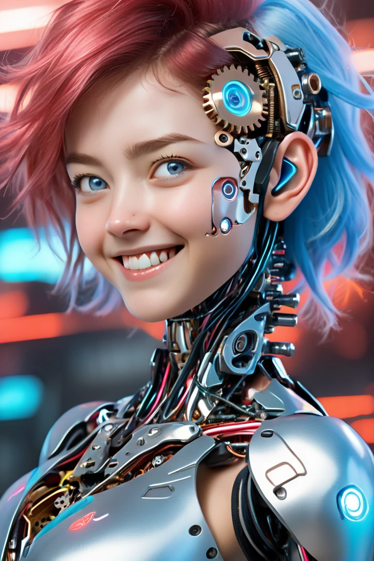 portrait512 Cyborg512 Tay512, electronics, motors, wires, buttons, lcd <lora:add_detail:2>