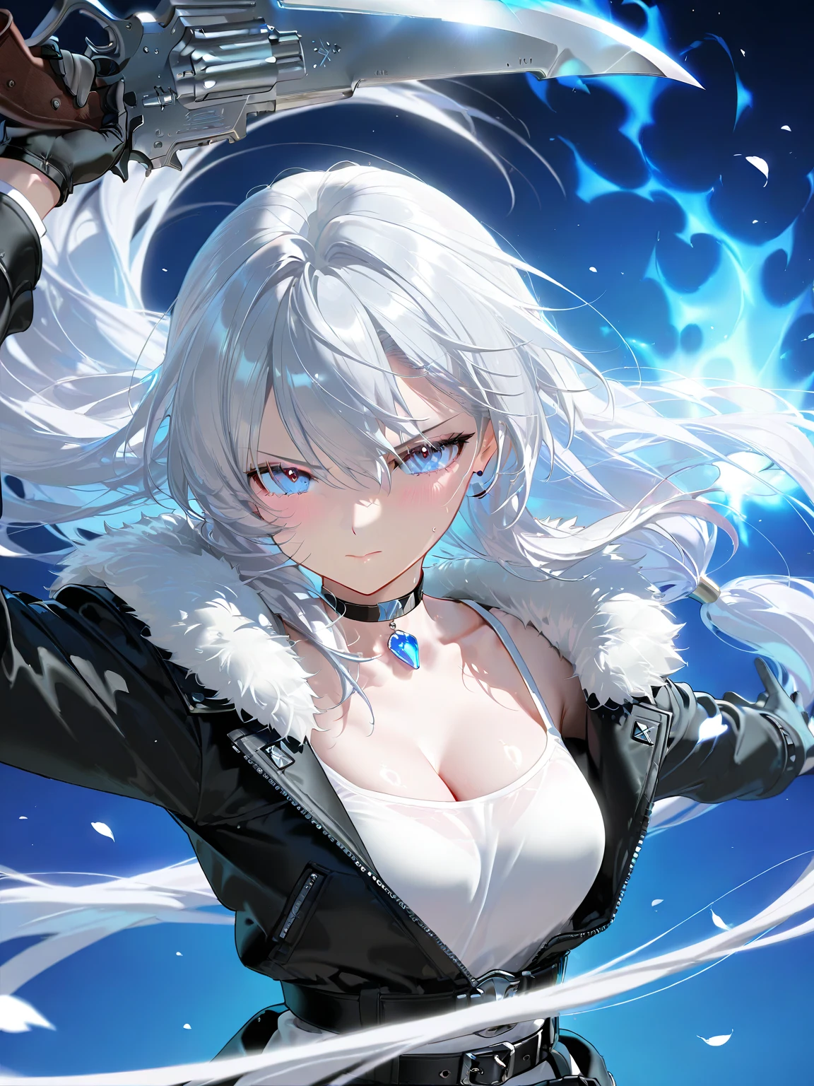 White Hair、Sexy outfit