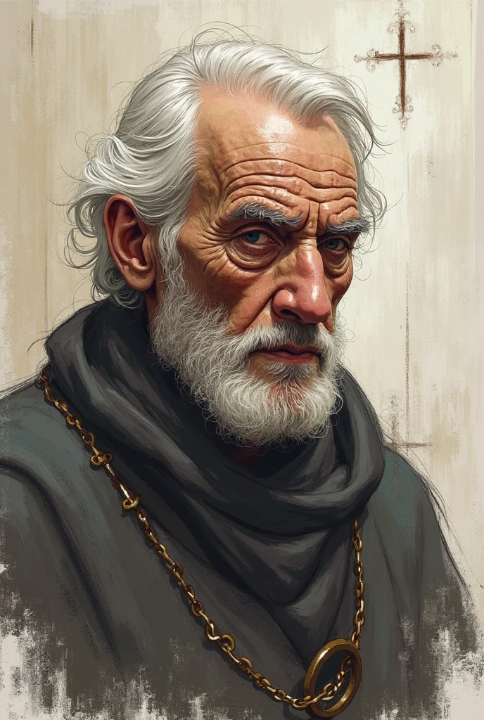 The image of the old man in the liturgy, Sketch photo, outline