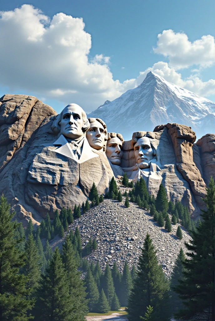 Generate an image of Mount Rushmore with the 4 presidents already present and add President Barak Obama 