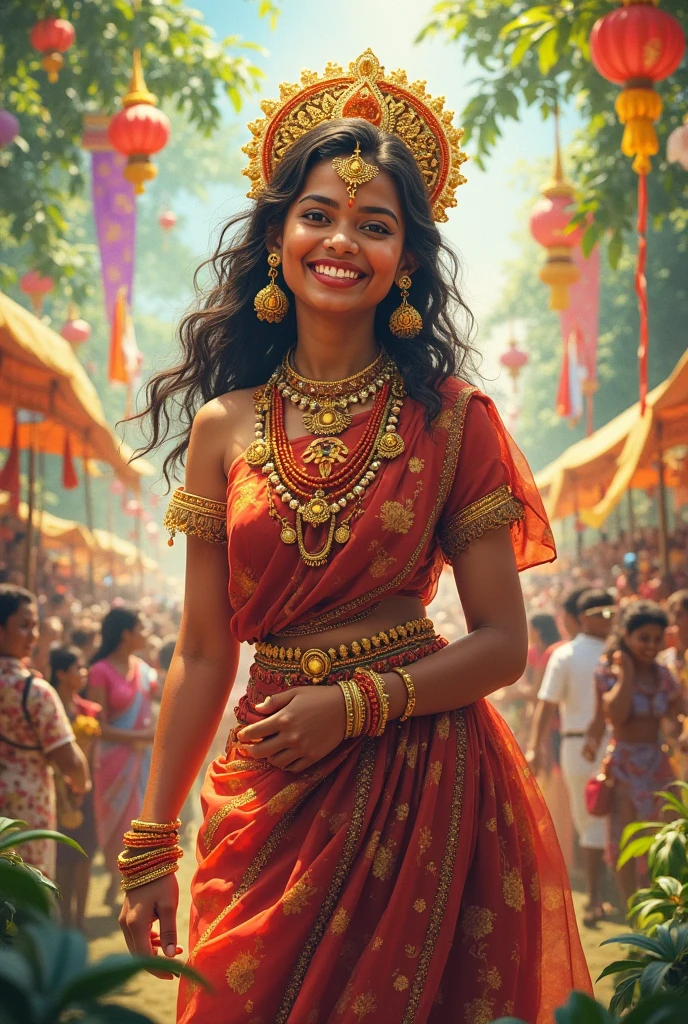 She should be young girl at least 25 years old and she is in ground of aurudu uthsawa