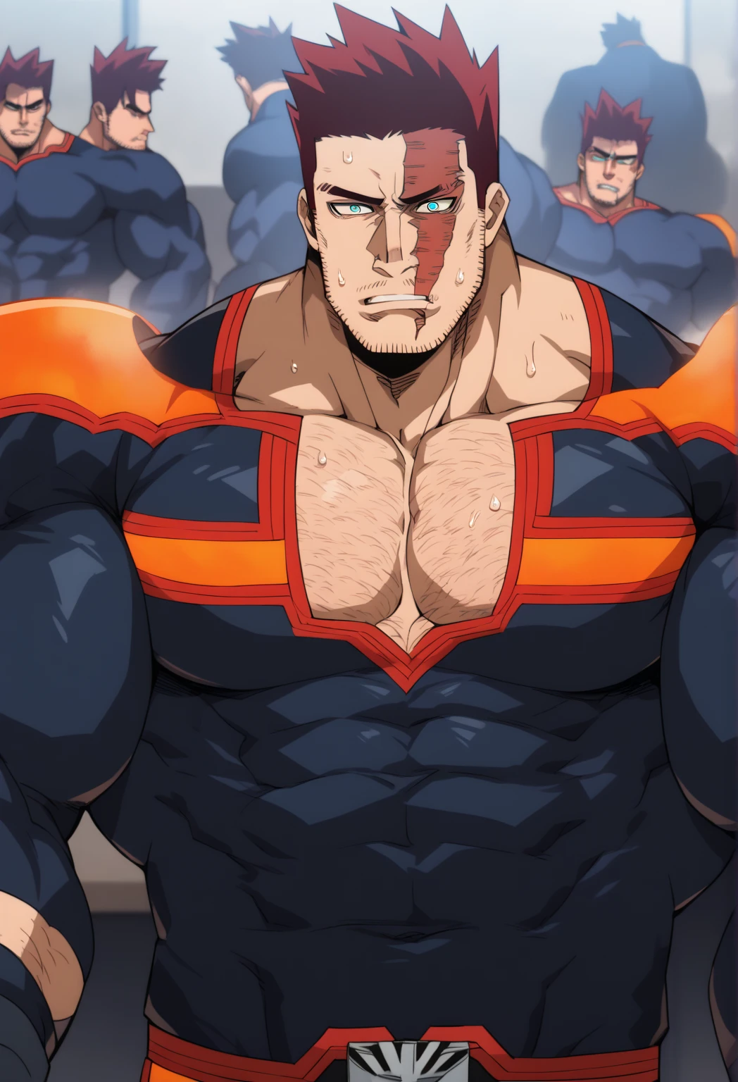 Huge muscles,cramped clothes,Young boy,